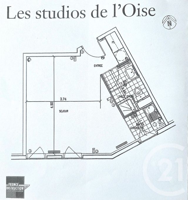 Appartement F1 à vendre - 1 pièce - 29.95 m2 - ST OUEN L AUMONE - 95 - ILE-DE-FRANCE - Century 21 Osmose